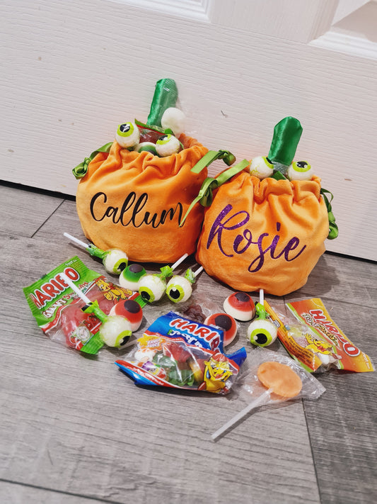Personalised pumpkin pouch gift bag