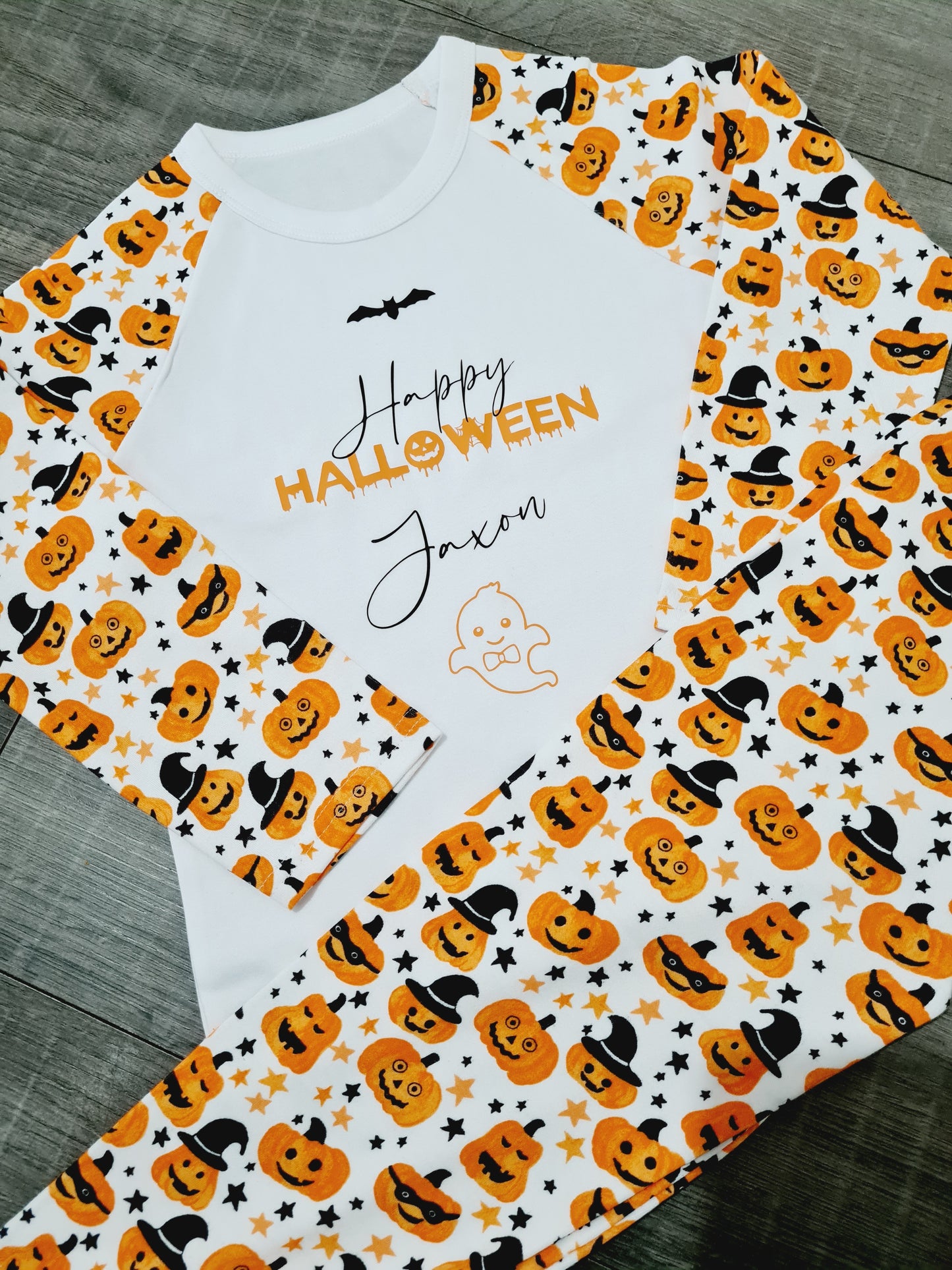 Personalised halloween pumpkin pjs