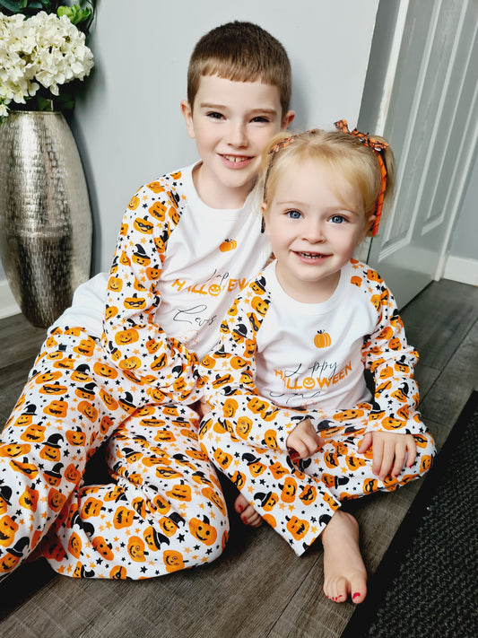 Personalised halloween pumpkin pjs