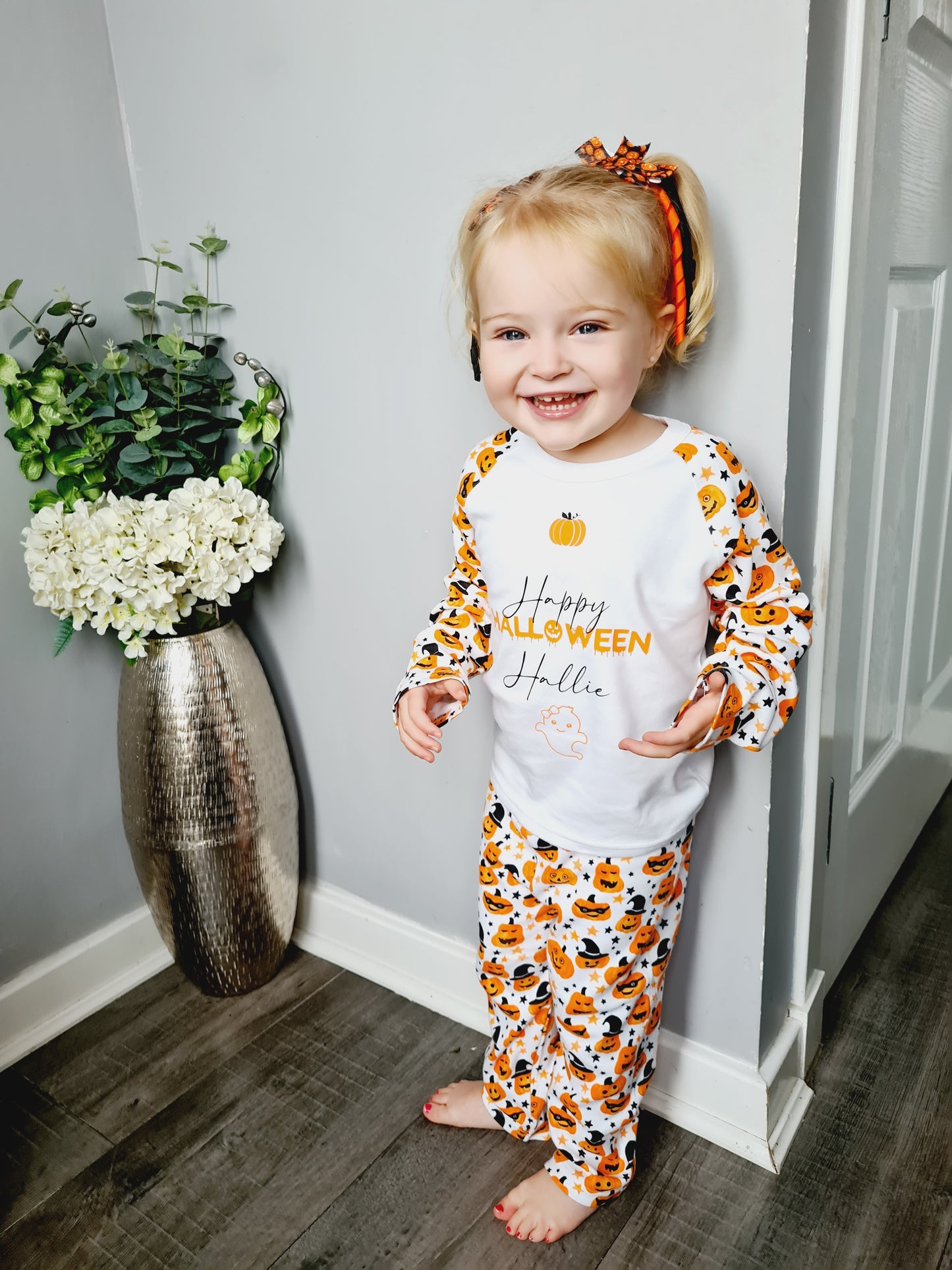 Personalised halloween pumpkin pjs