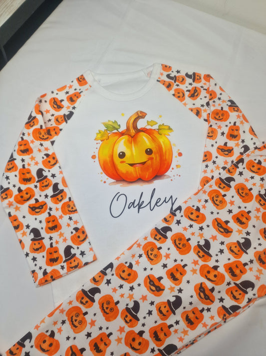 Personalised halloween pumpkin pjs big pumpkin