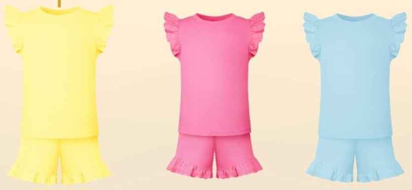 Personalised childrens frill short set with name