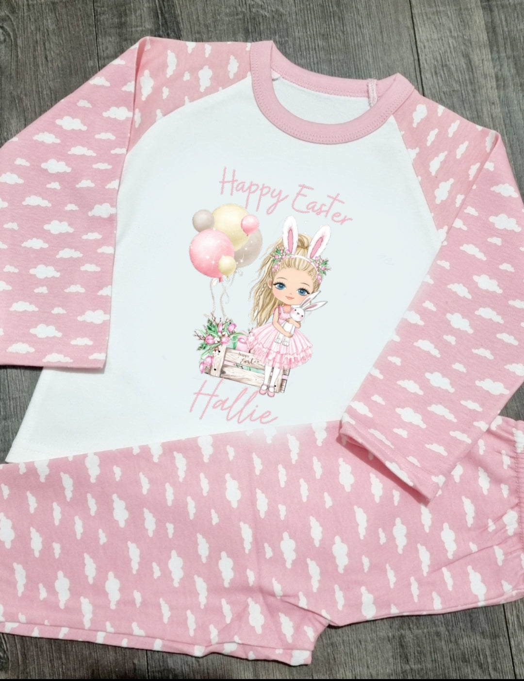 Personalised boy girl easter pyjamas