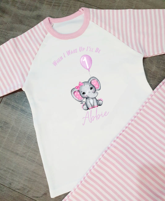 Personalised birthday pjs elephant style