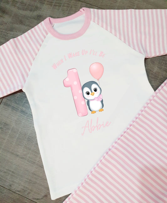 Personalised birthday pjs penguin style