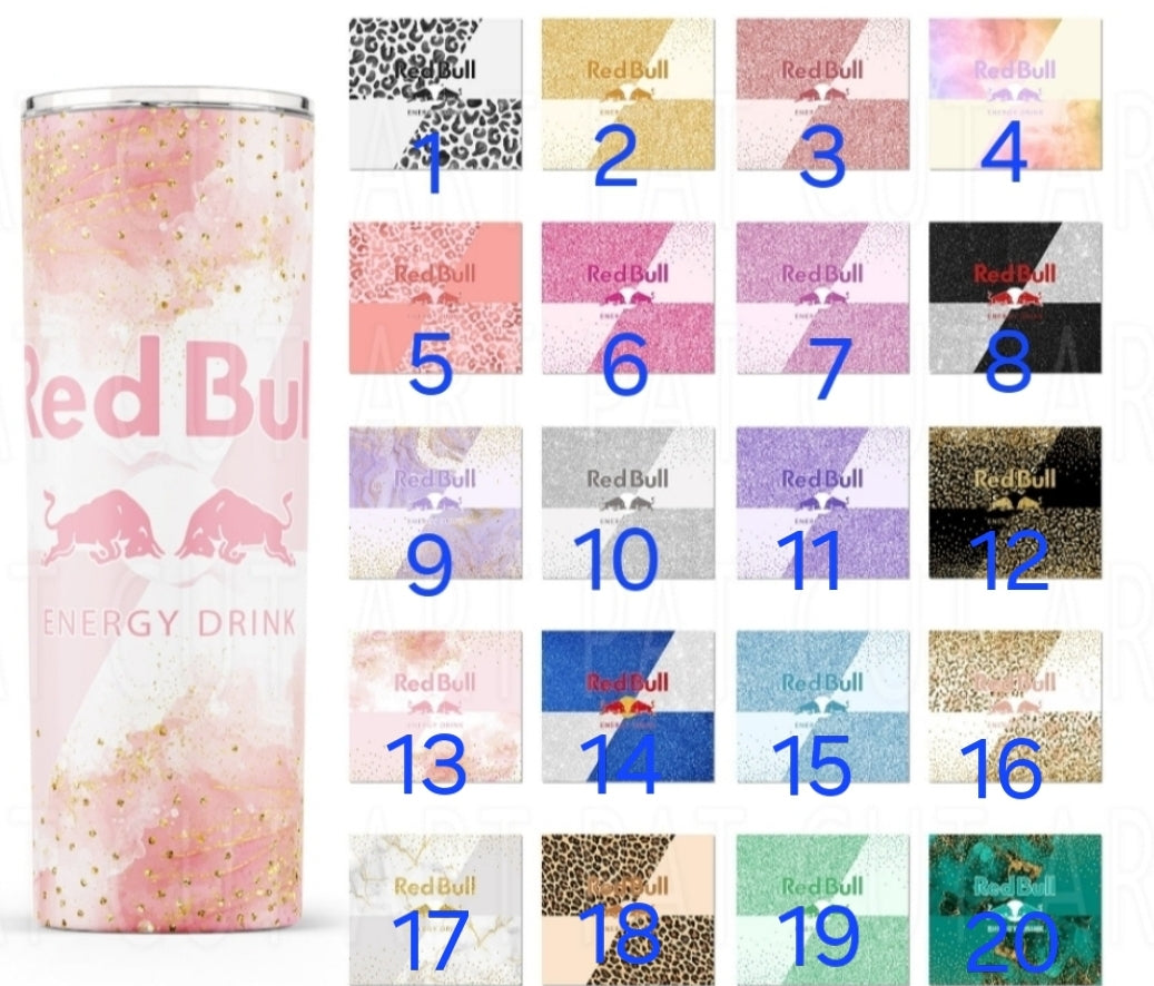Personalised red bull stainless steel tumbler