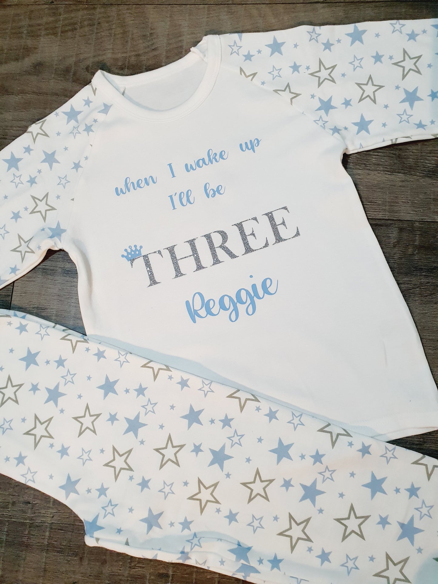 Personalised Blue star birthday pyjamas