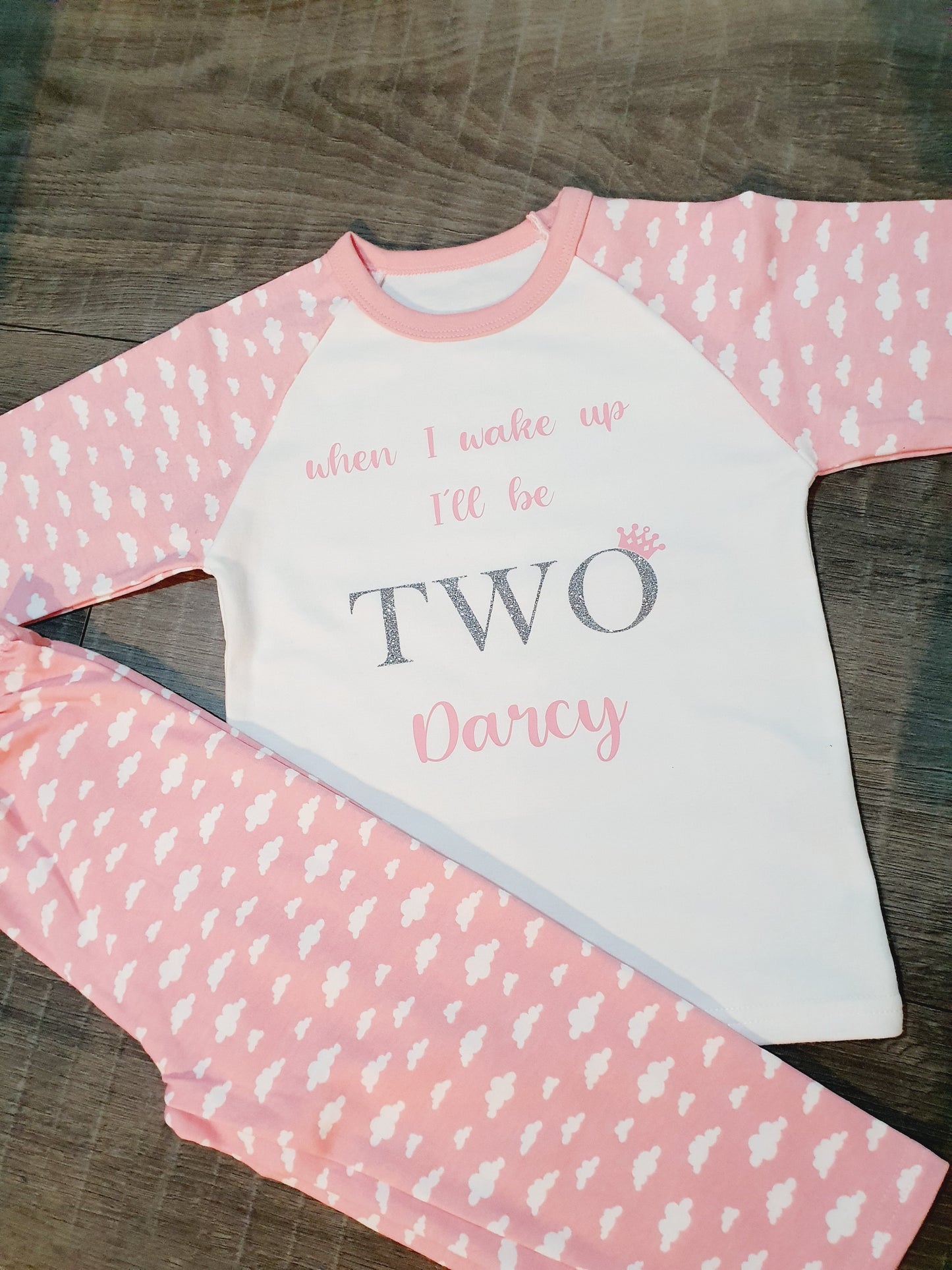 Personalised Pink cloud when i wake up birthday pyjamas