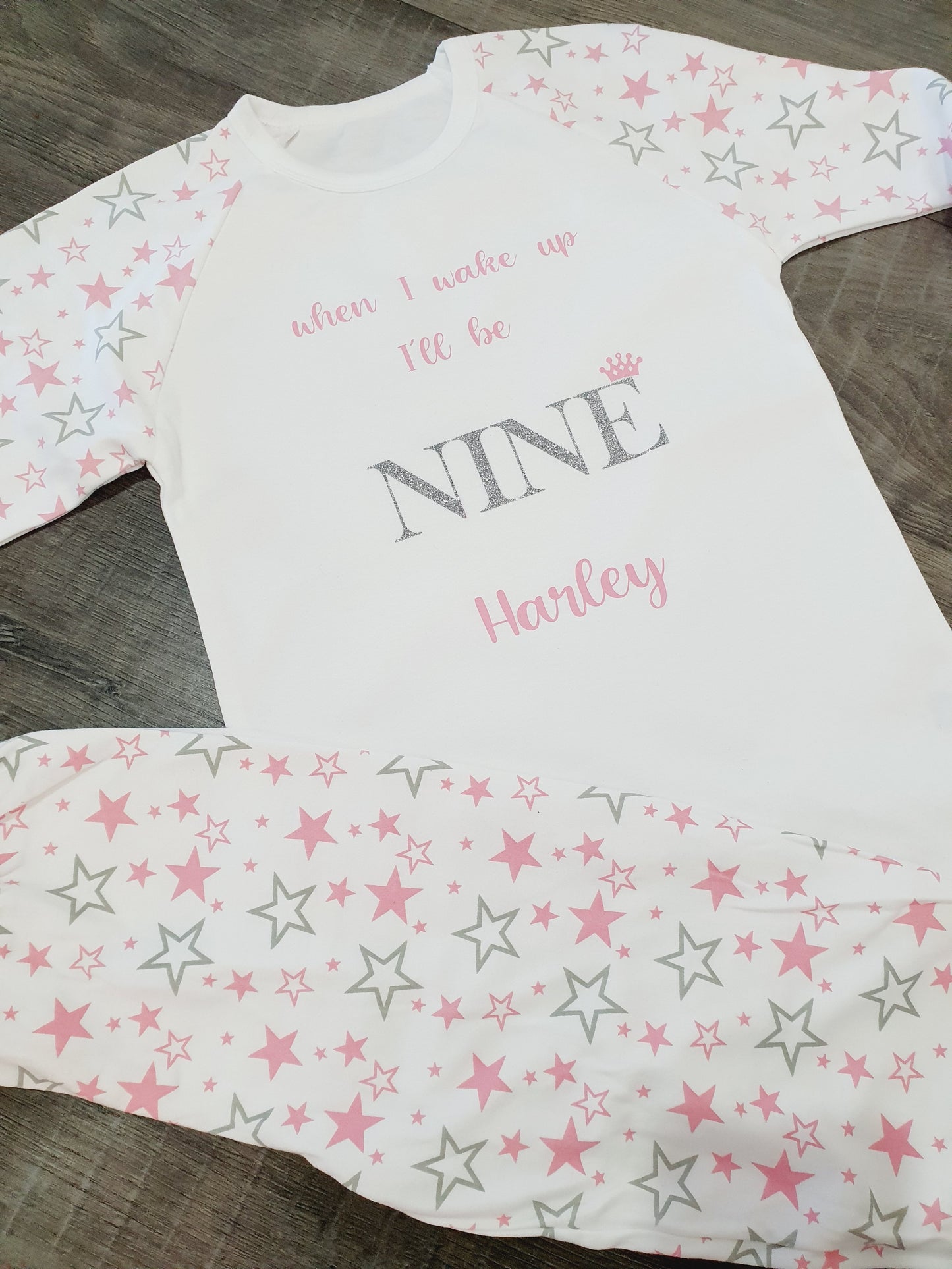 Personalised Pink star birthday pyjamas
