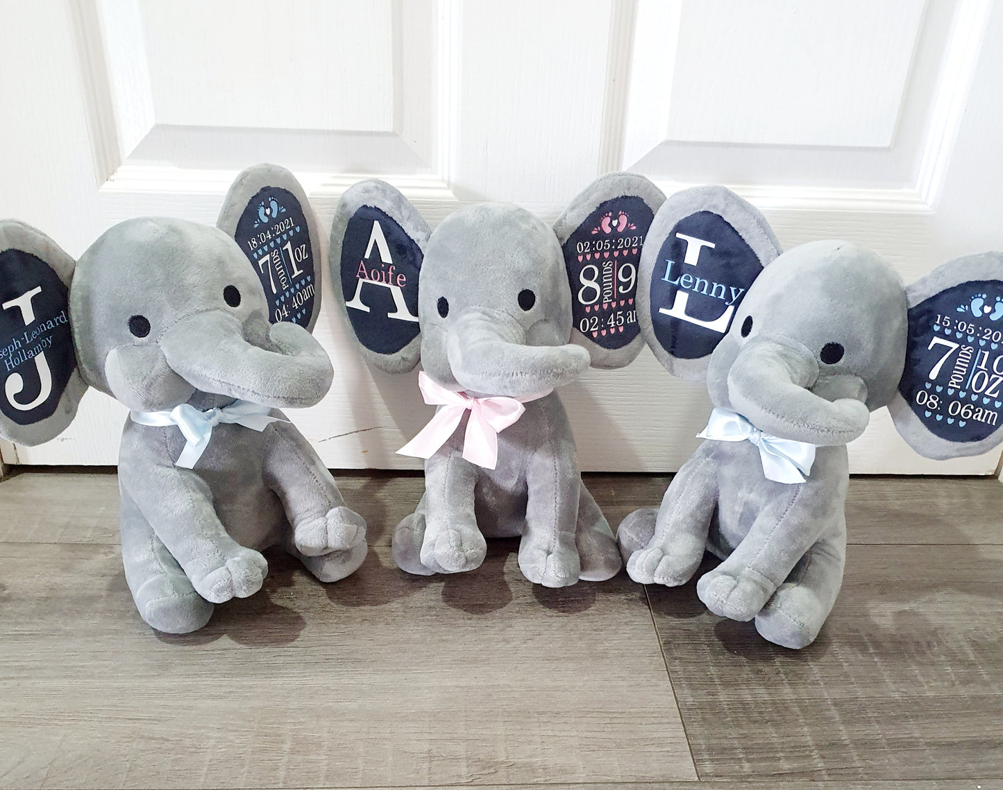 Personalised baby elephant with birth details