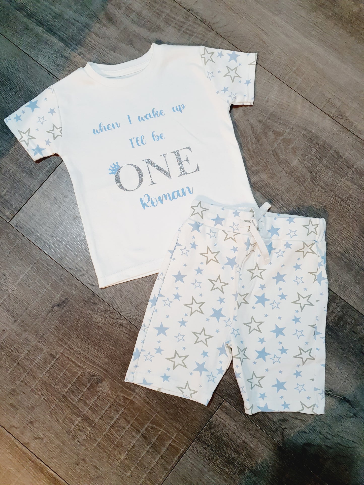 Personalised Blue star birthday pyjamas