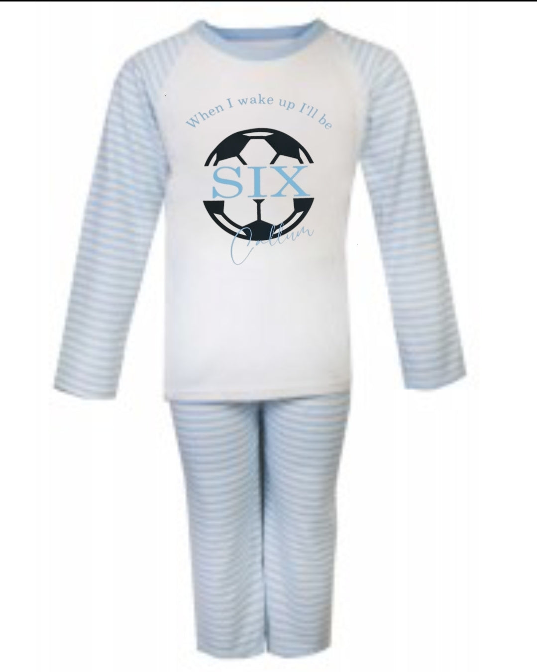 Personalised Blue football birthday gaming pyjamas