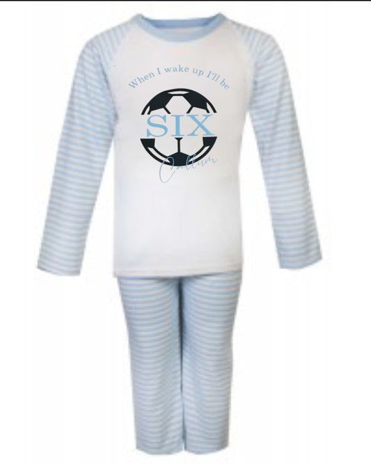 Personalised Blue football birthday gaming pyjamas
