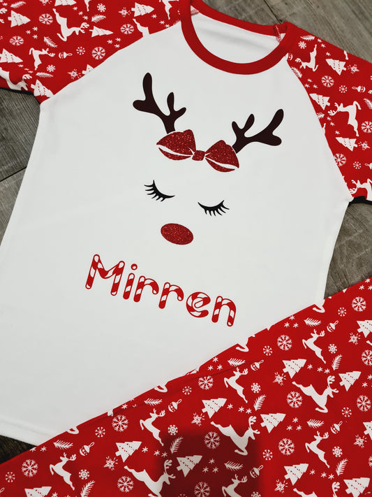 Red family reindeer pjs