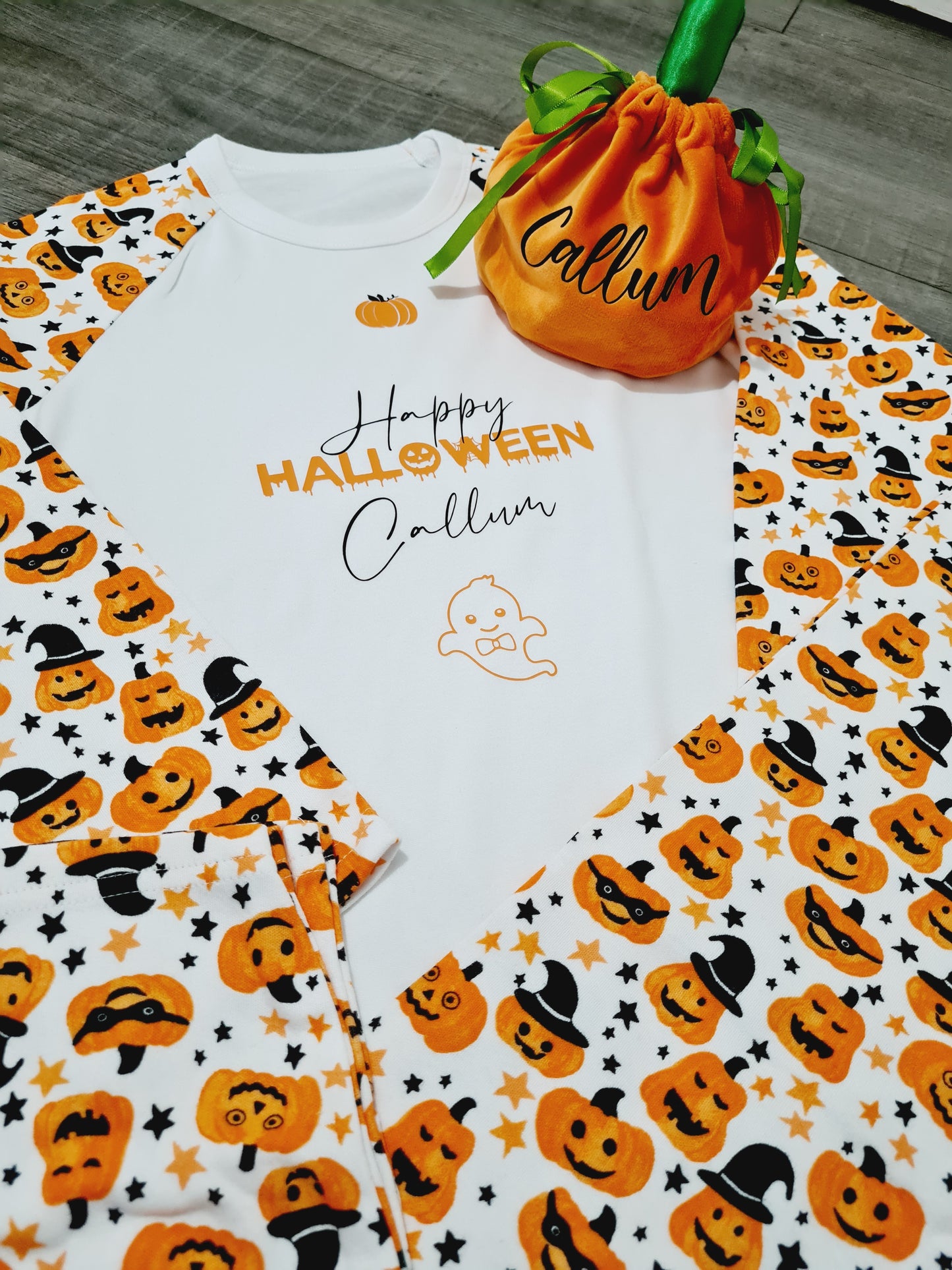 Personalised pumpkin pouch gift bag
