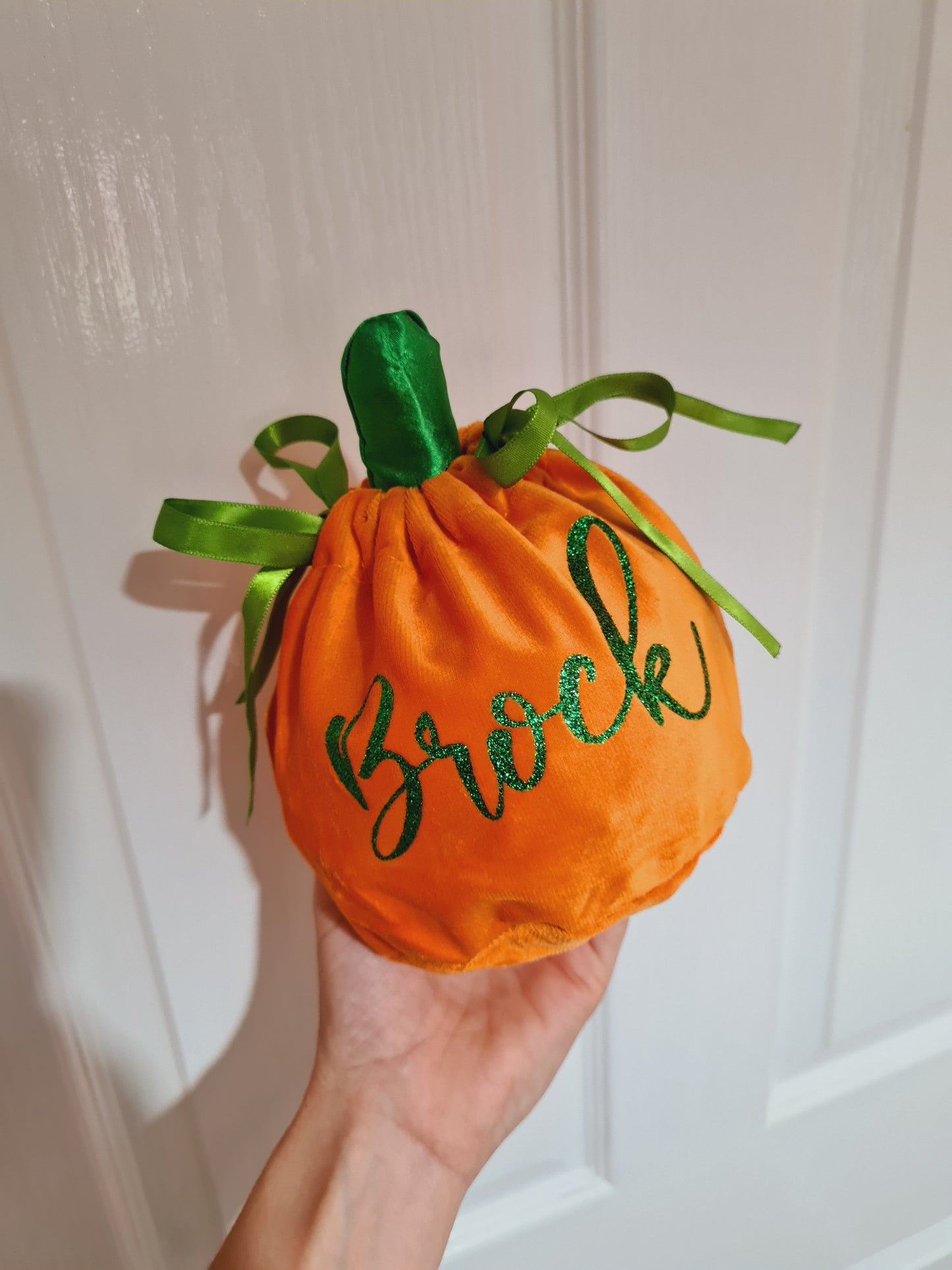 Personalised pumpkin pouch gift bag
