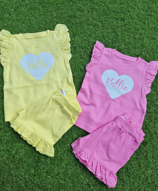 Personalised childrens frill short set