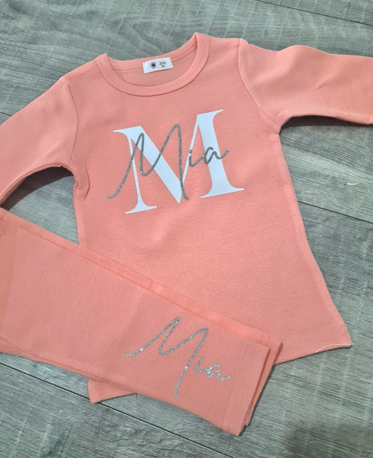 Personalised coral legging set