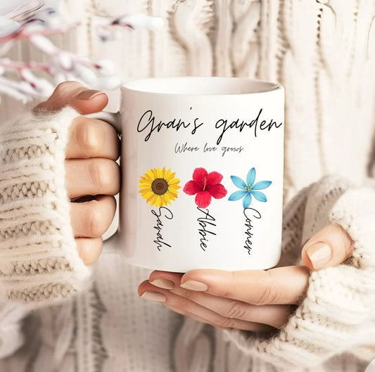 Personalised mothers day mug flower design