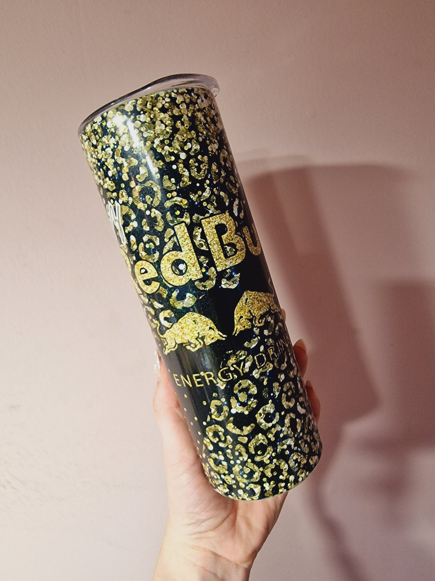Personalised red bull stainless steel tumbler