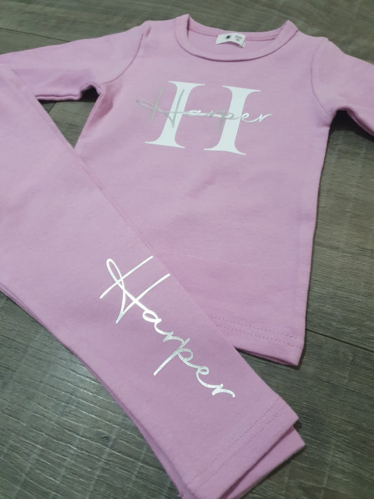 Personalised lilac legging set