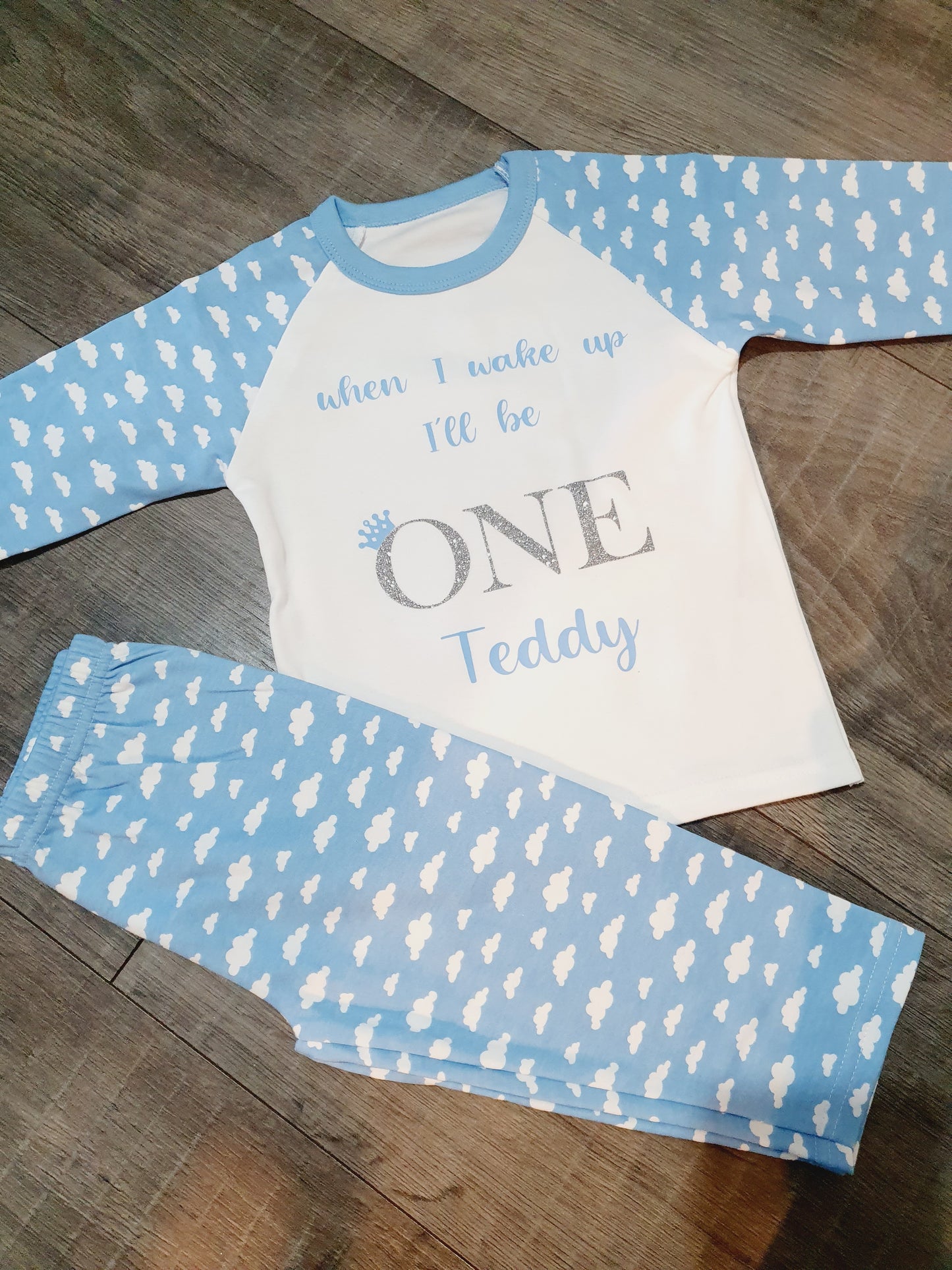 Personalised Blue cloud birthday pyjamas