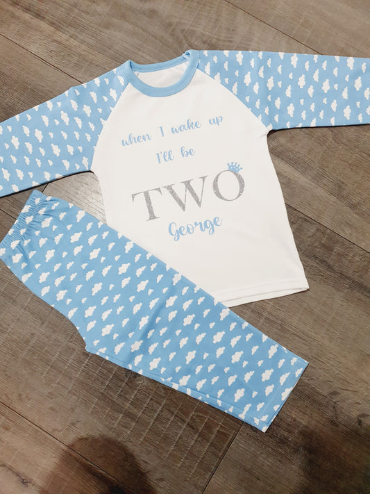 Personalised Blue cloud birthday pyjamas