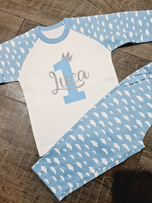 Personalised cloud birthday pyjamas